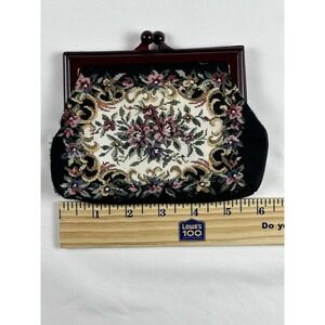 Vintage Floral Tapestry Coin Purse Pouch Kiss Lock Closure Retro Victorian 6x4